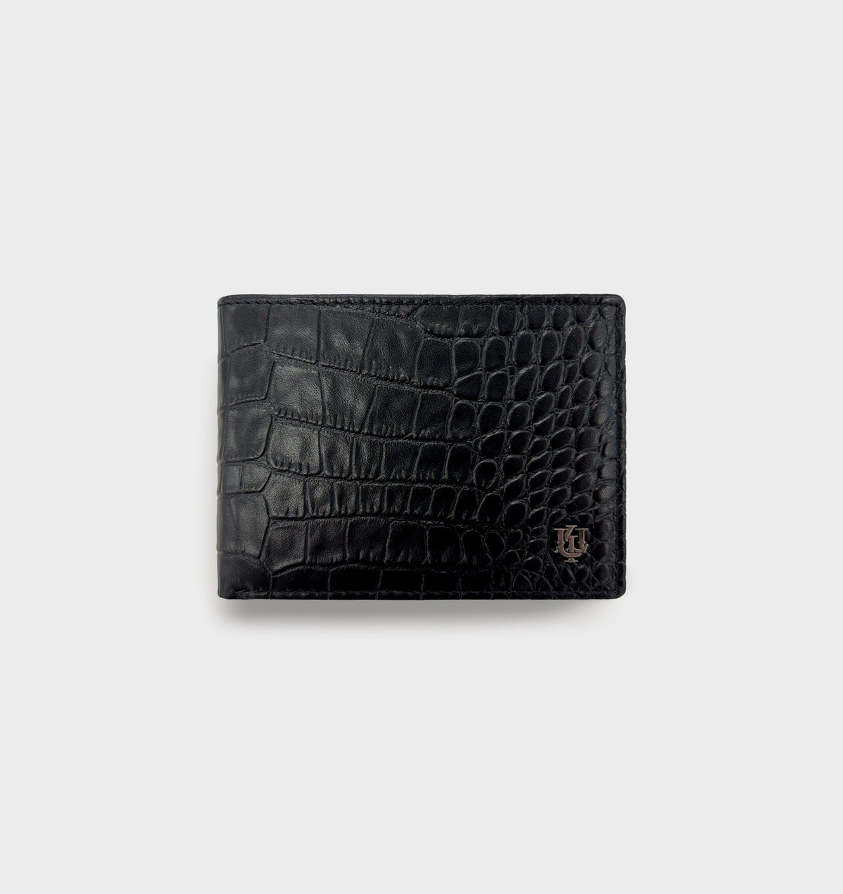 Leather Bi-Fold Wallet - Black Croc