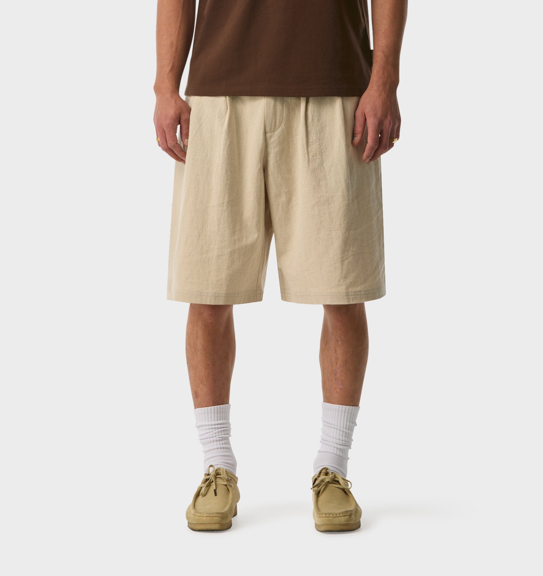 Linen Alby Pleated Short - Bone
