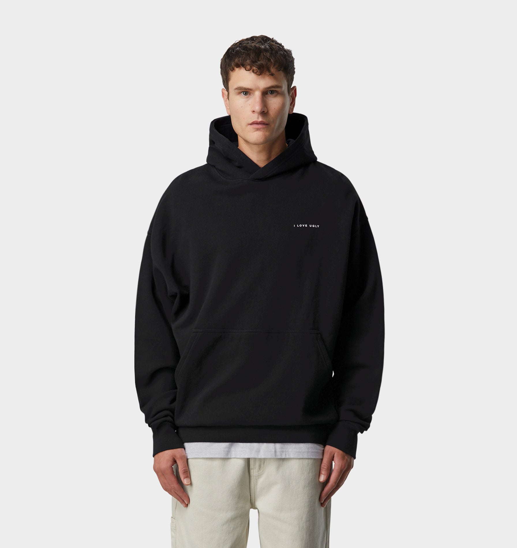 Box Fit Hoodie in Black I Love Ugly US