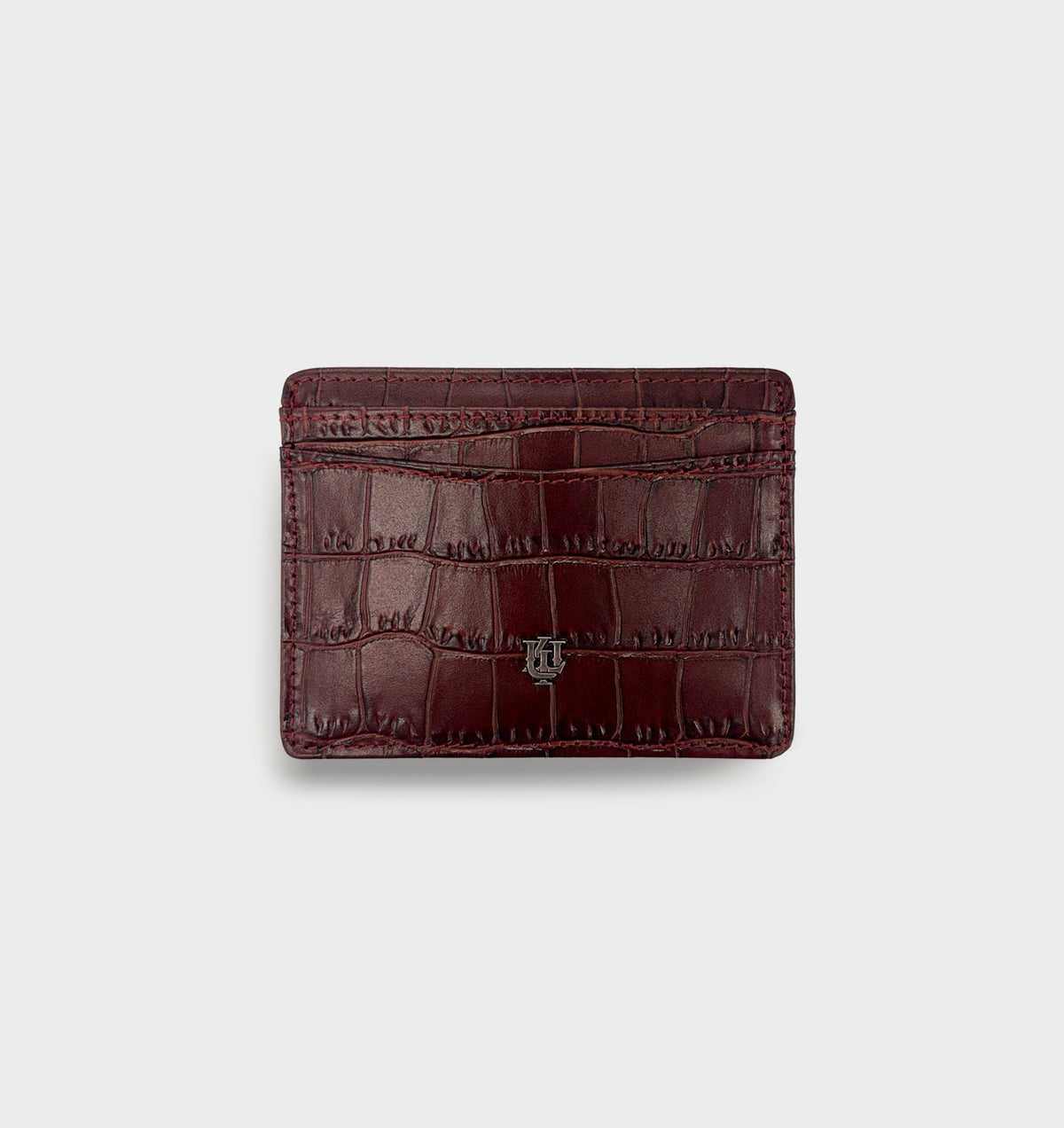 Kingsley Leather Card holder - Burgundy Croc