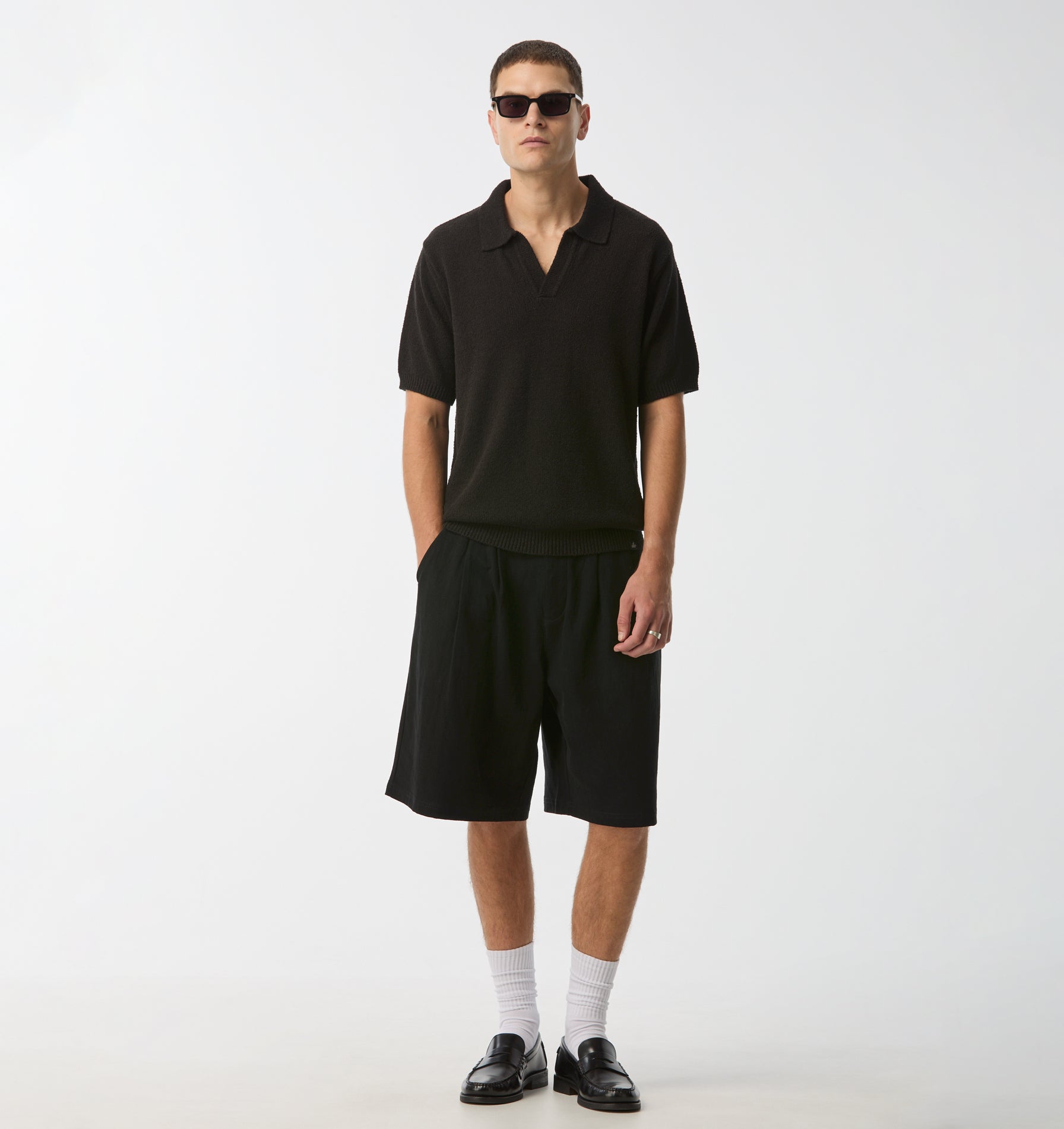 Clive Knit SS Polo - Black