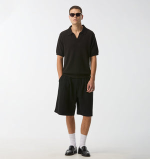 Clive Knit SS Polo - Black