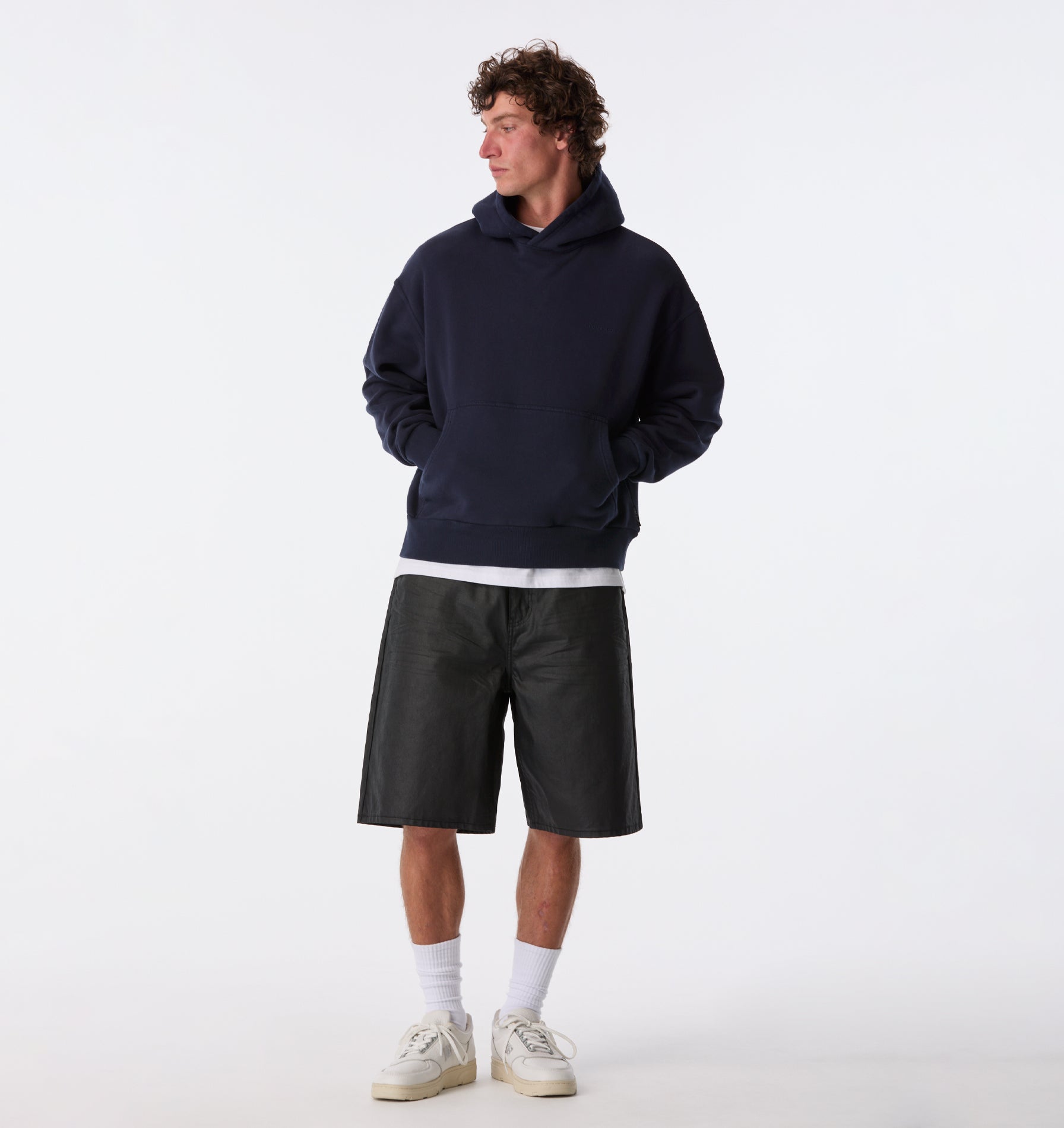 Crop Box Hood - Washed Navy