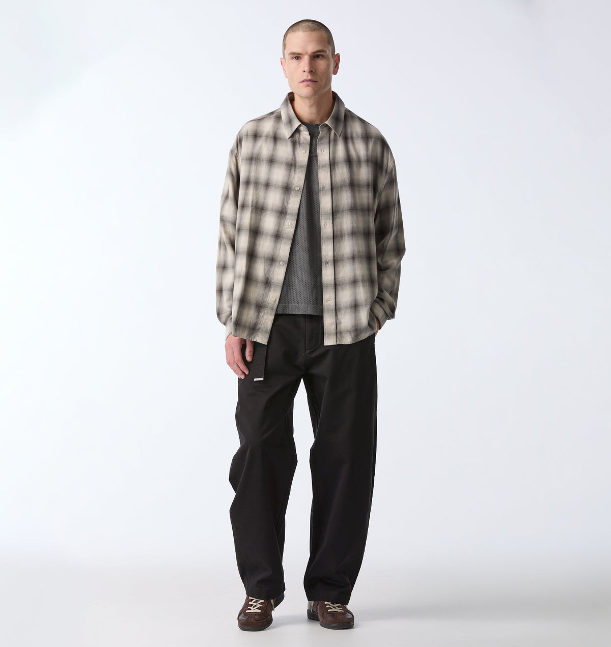 Mercer LS Flannel Shirt - Off White/Black Check