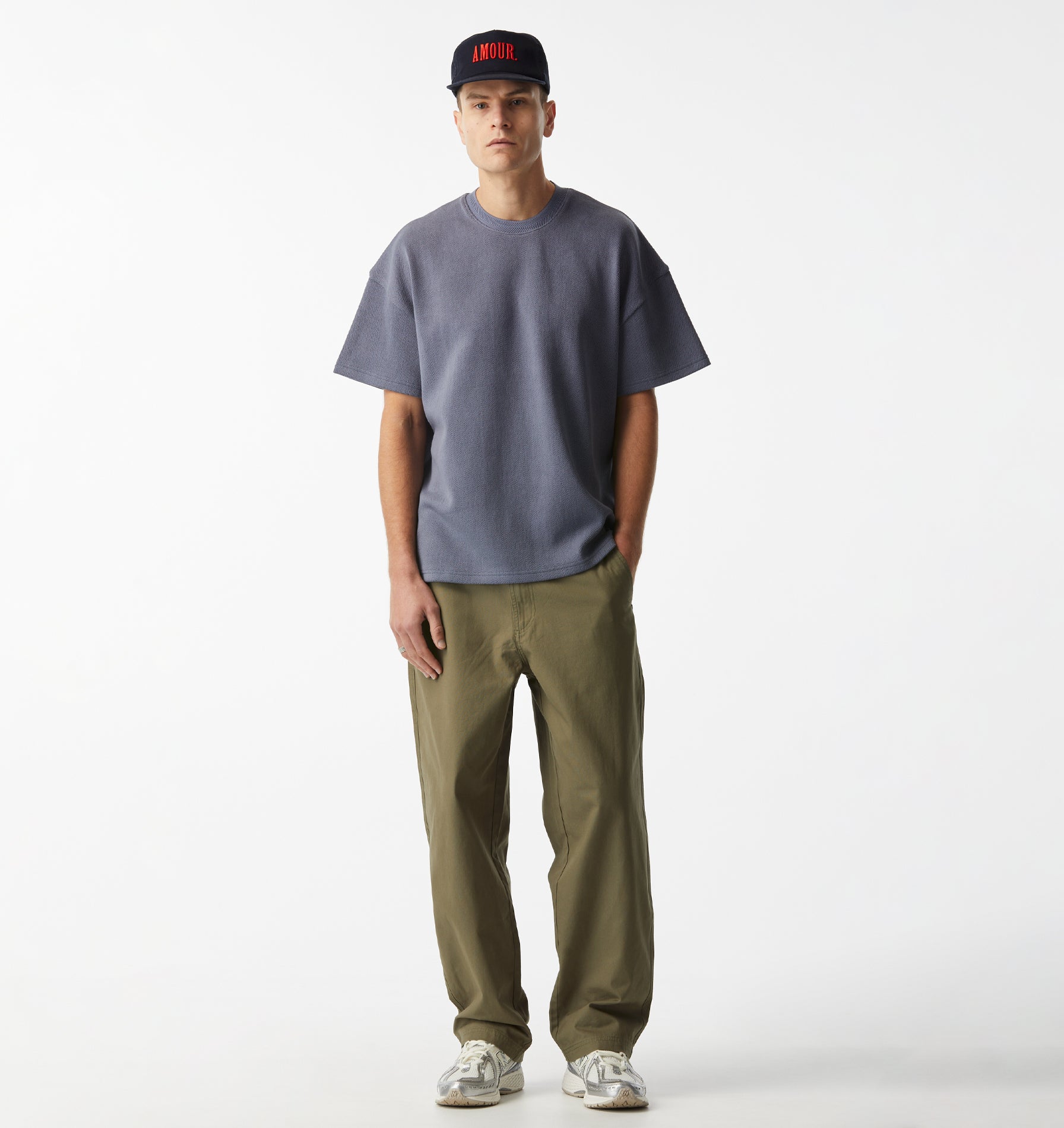 Herringbone Lewi Tee - Fog Blue