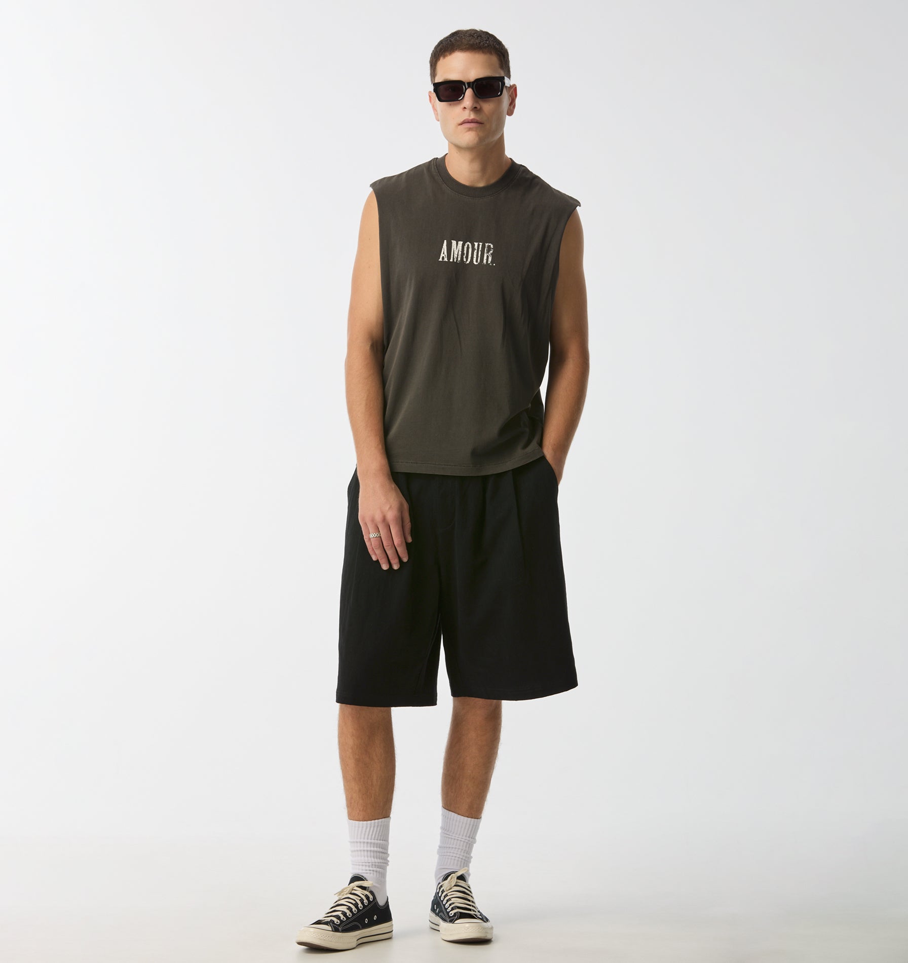 Linen Alby Pleated Short - Black