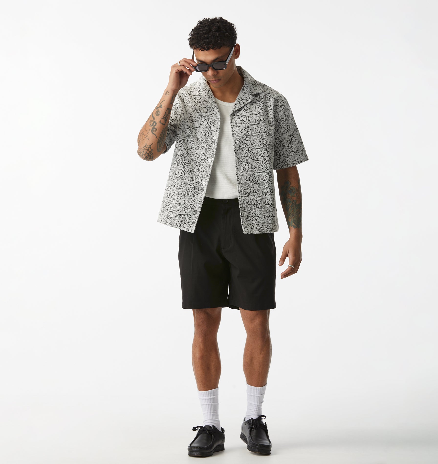 Box Cuban Collar SS Shirt - Paisley