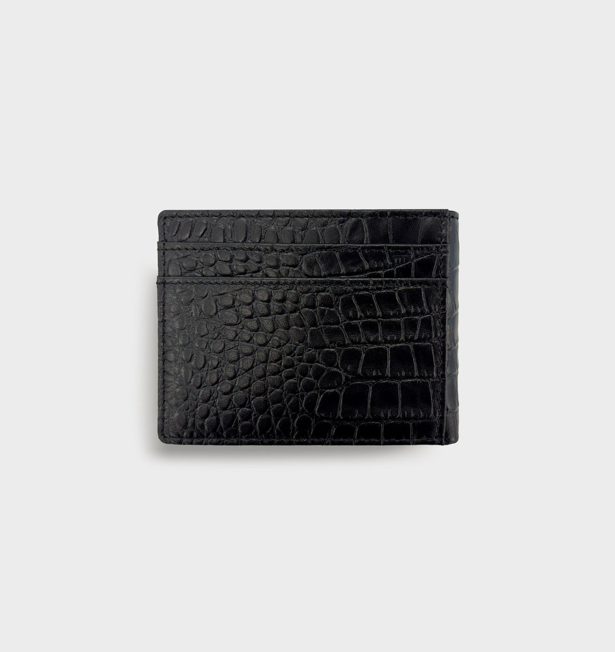 Leather Bi-Fold Wallet - Black Croc