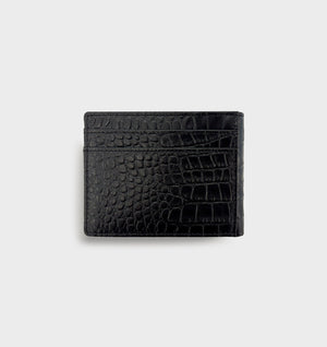Leather Bi-Fold Wallet - Black Croc