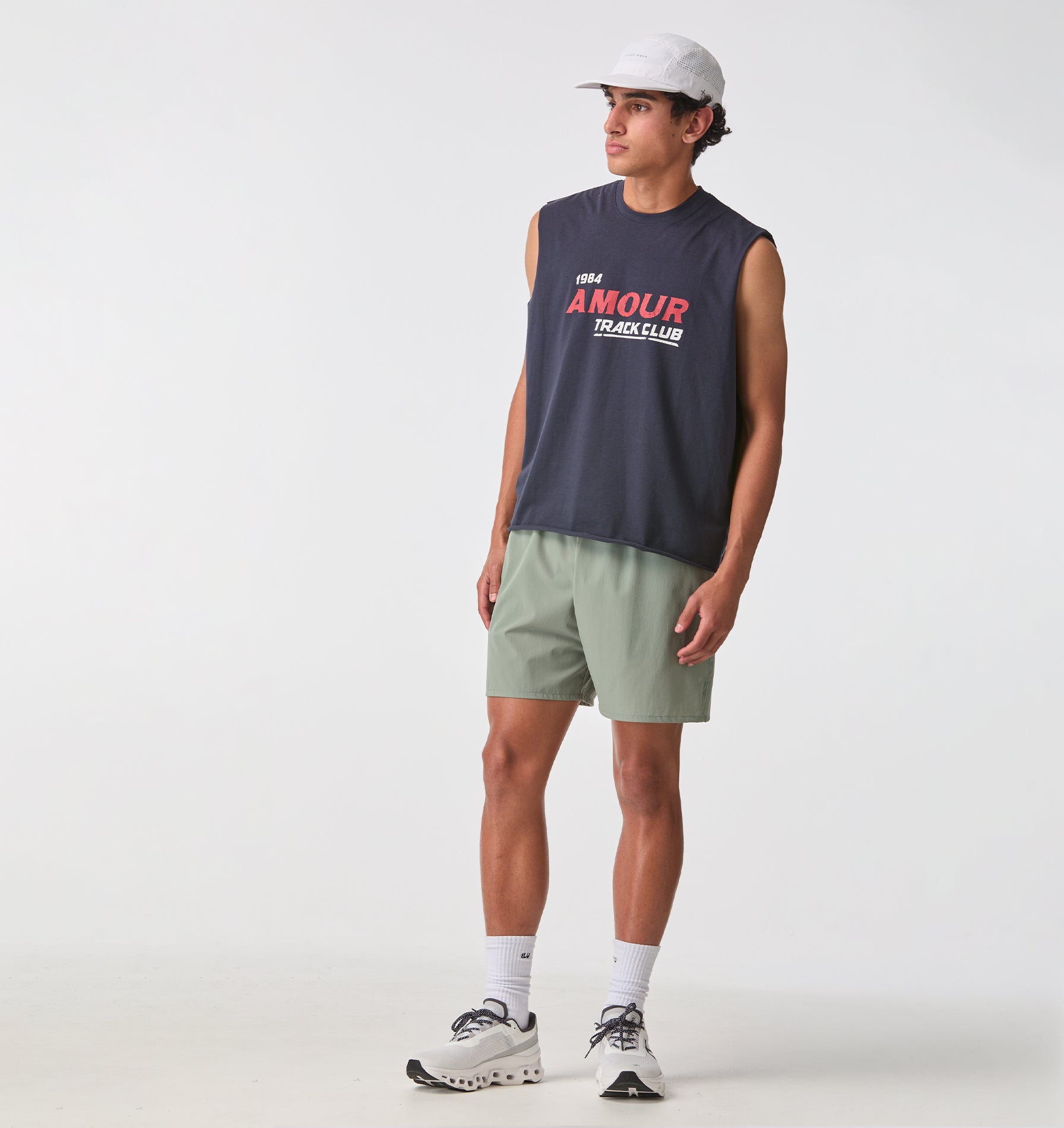 Track Club Crop Tank - Washed Navy
