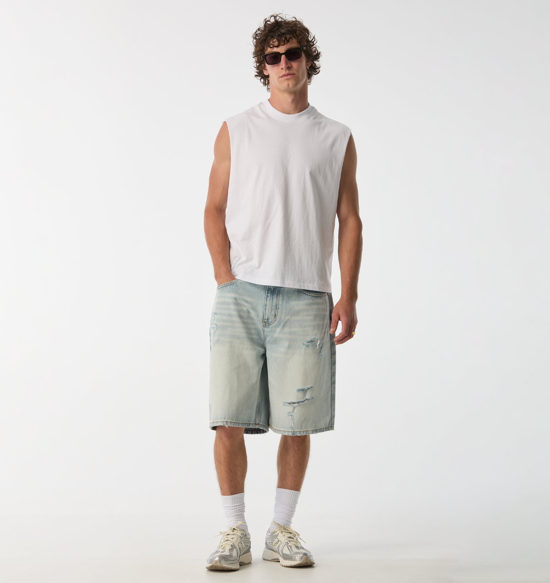 Hand Drawn Crop Tank - White