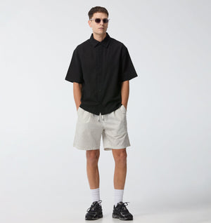 Linen Dawson Boxy SS Shirt - Black