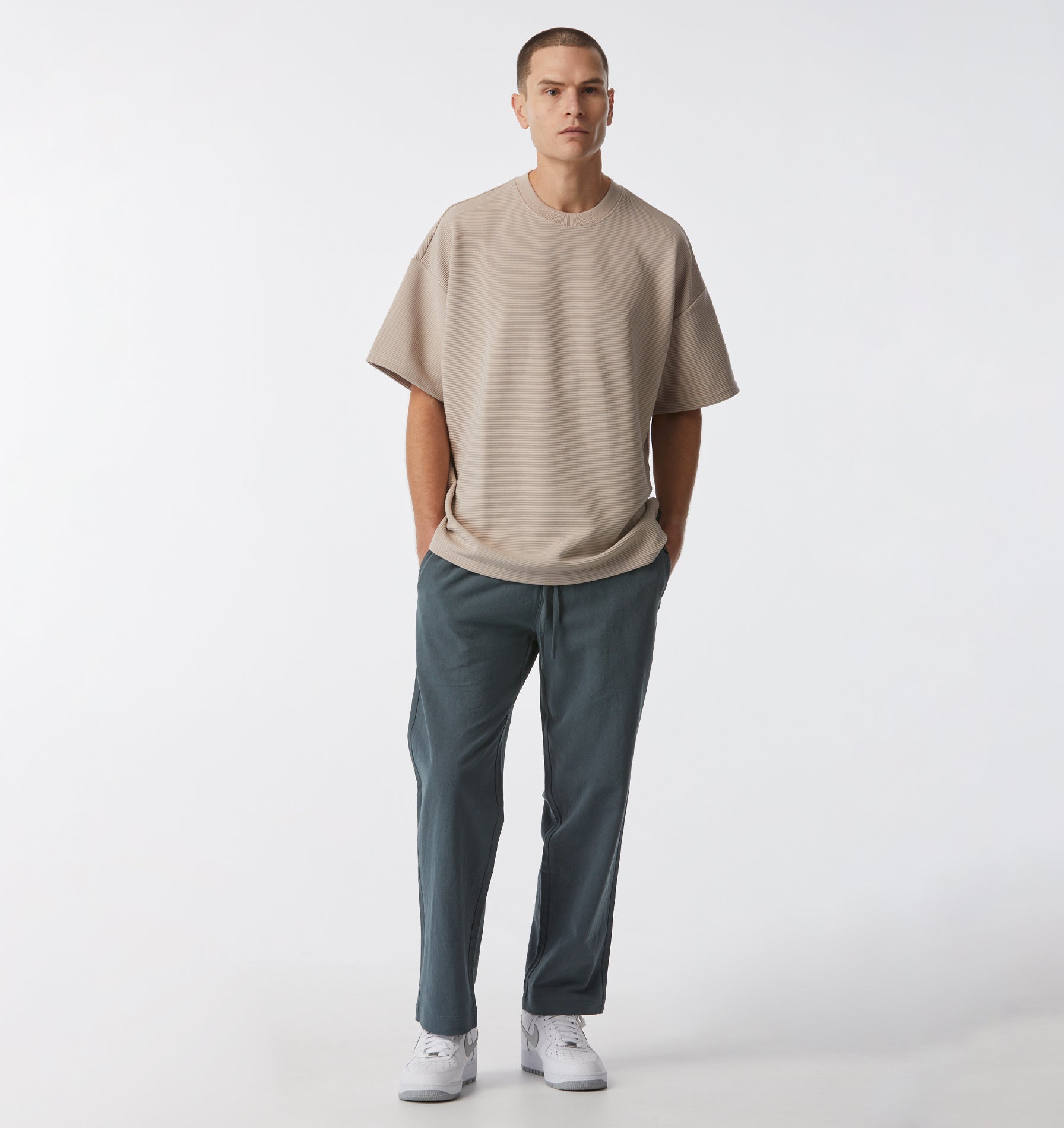 Ribbed Box Tee - Taupe