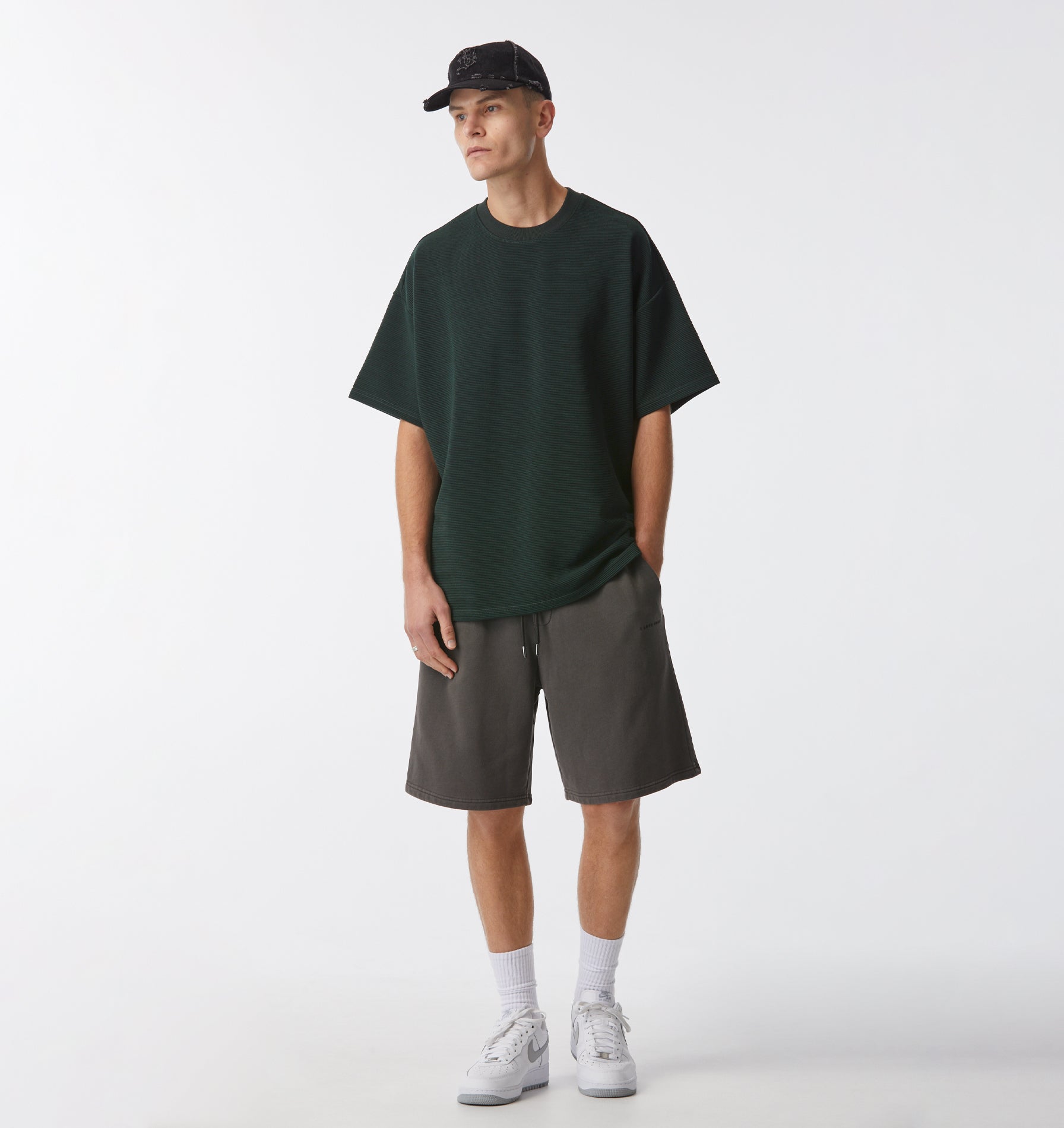 Ribbed Box Tee - Forest