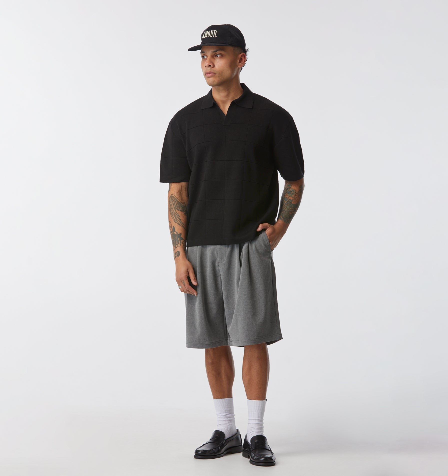 Alby Pleated Short - Grey Marle