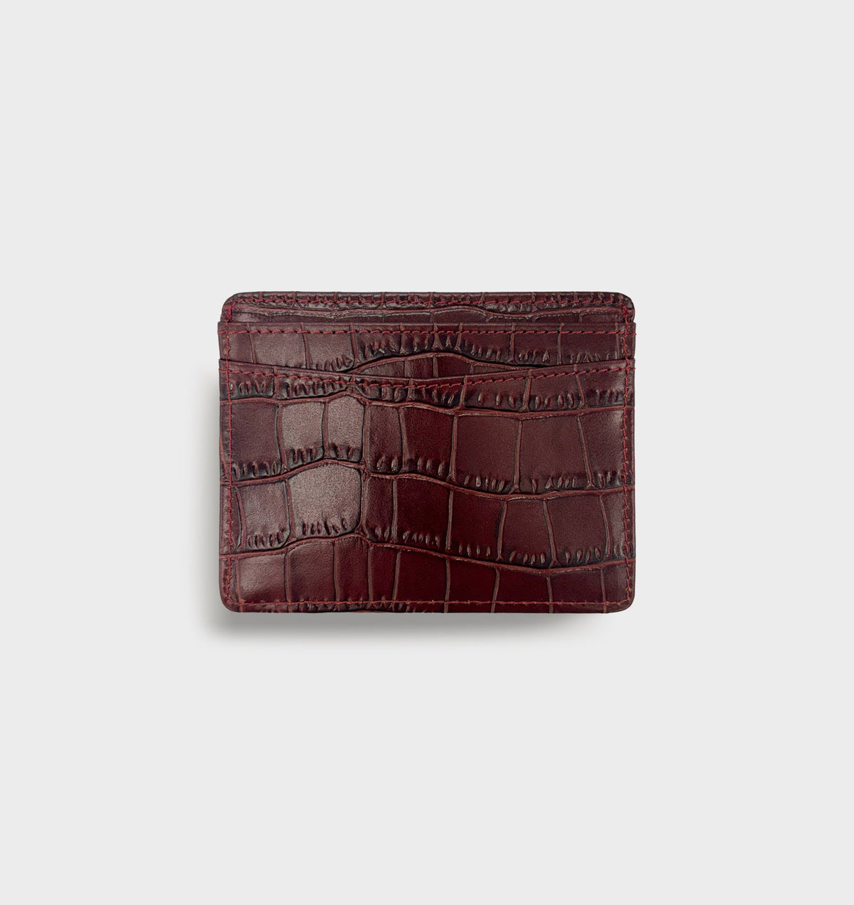 Kingsley Leather Card holder - Burgundy Croc