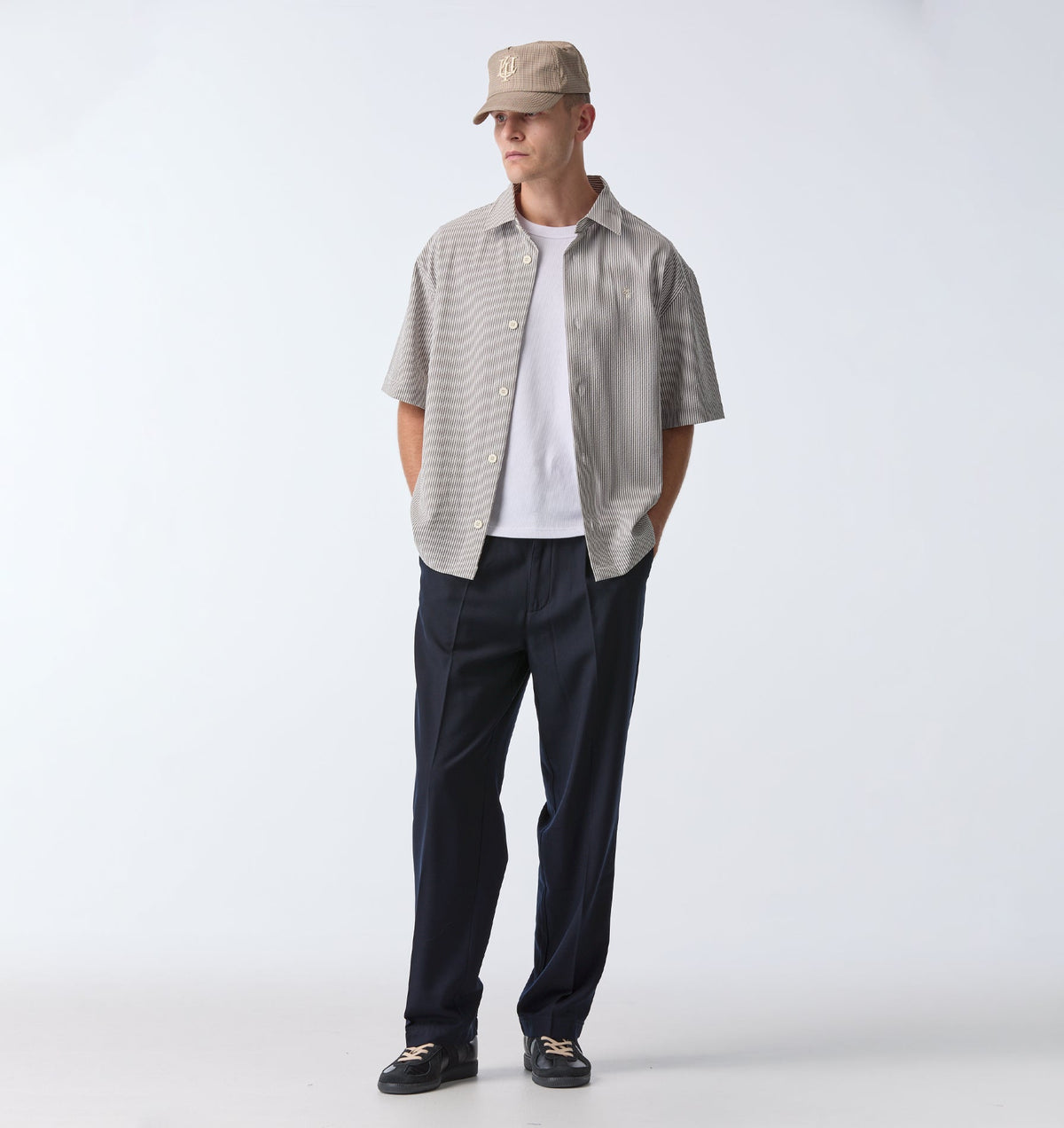 Dawson SS Shirt - White/Black Stripe
