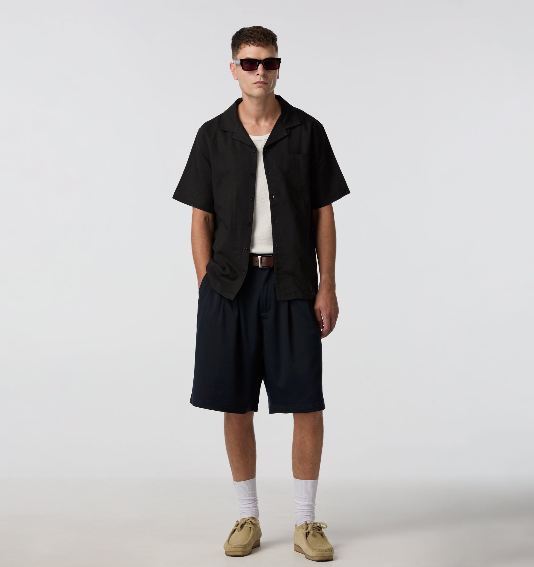 Alby Pleated Short in Navy | I Love Ugly US