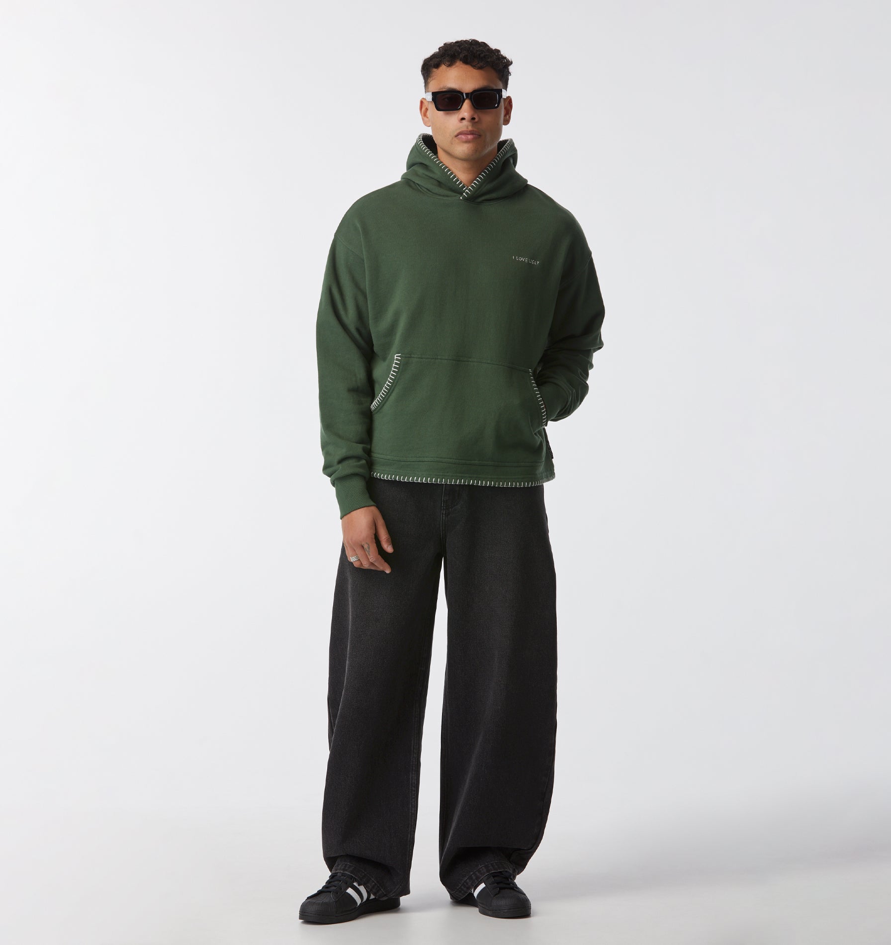 Blanket Stitch Box Hood 2.0 - Forest Green