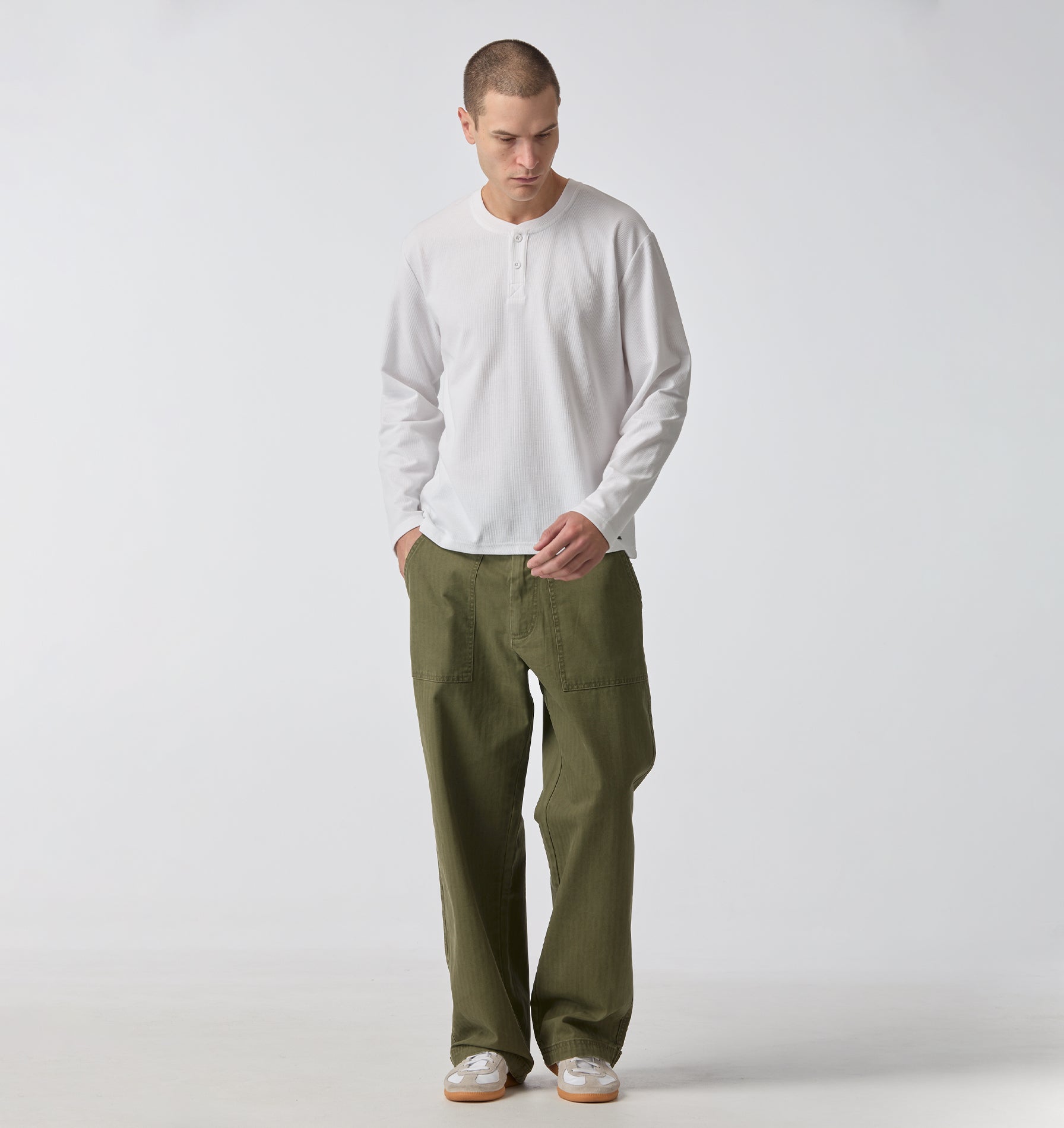 Henley L/S Tee - White