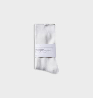 Raw Hem Sock - White
