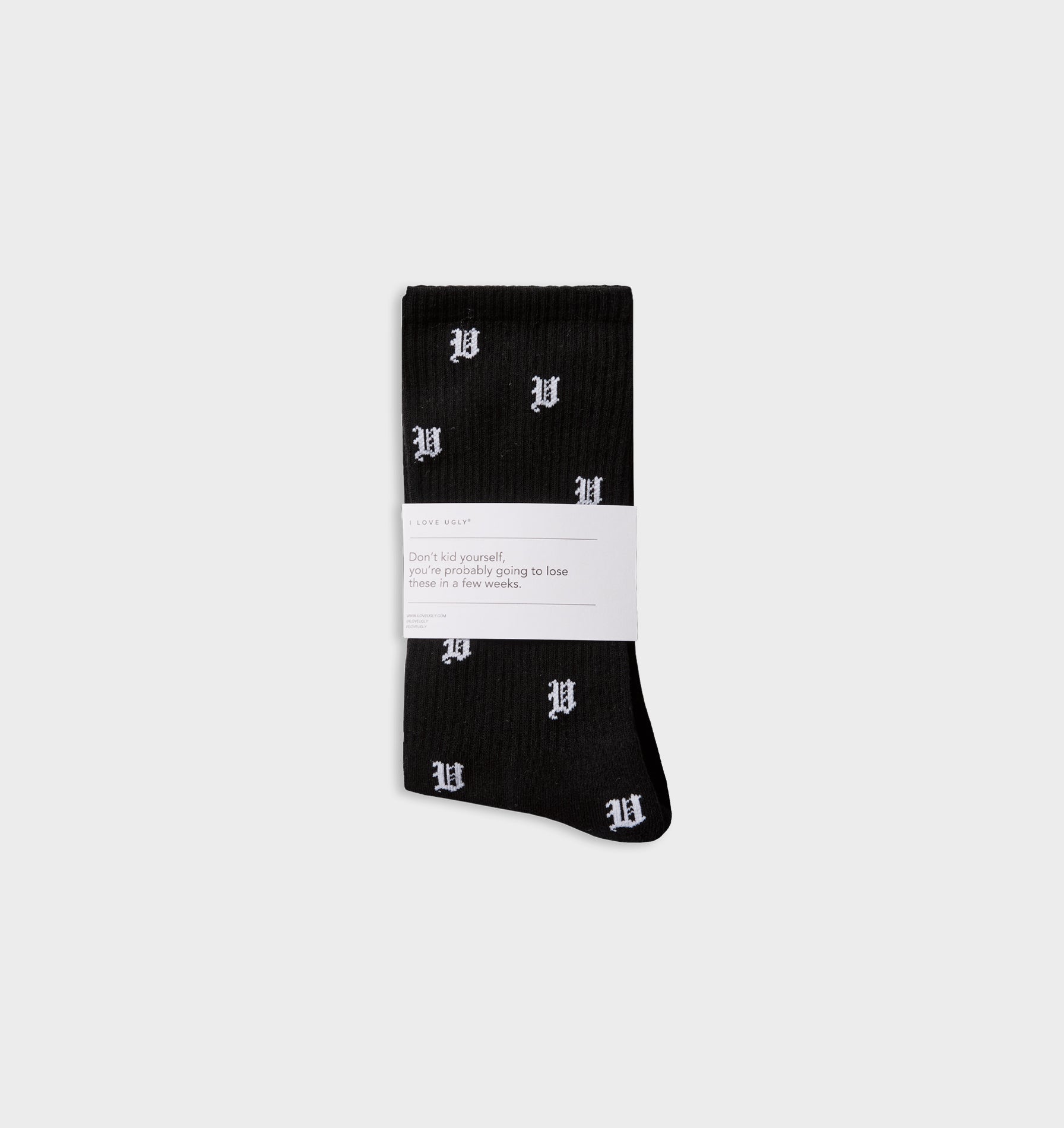 All Over 'U' Sock - Black