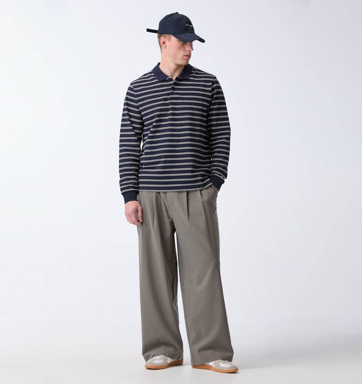 Albert Pleated Pant - Light Mushroom Stripe