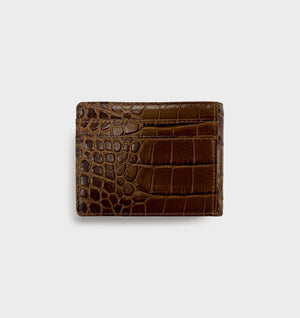 Leather Bi-Fold Wallet - Toffee Croc