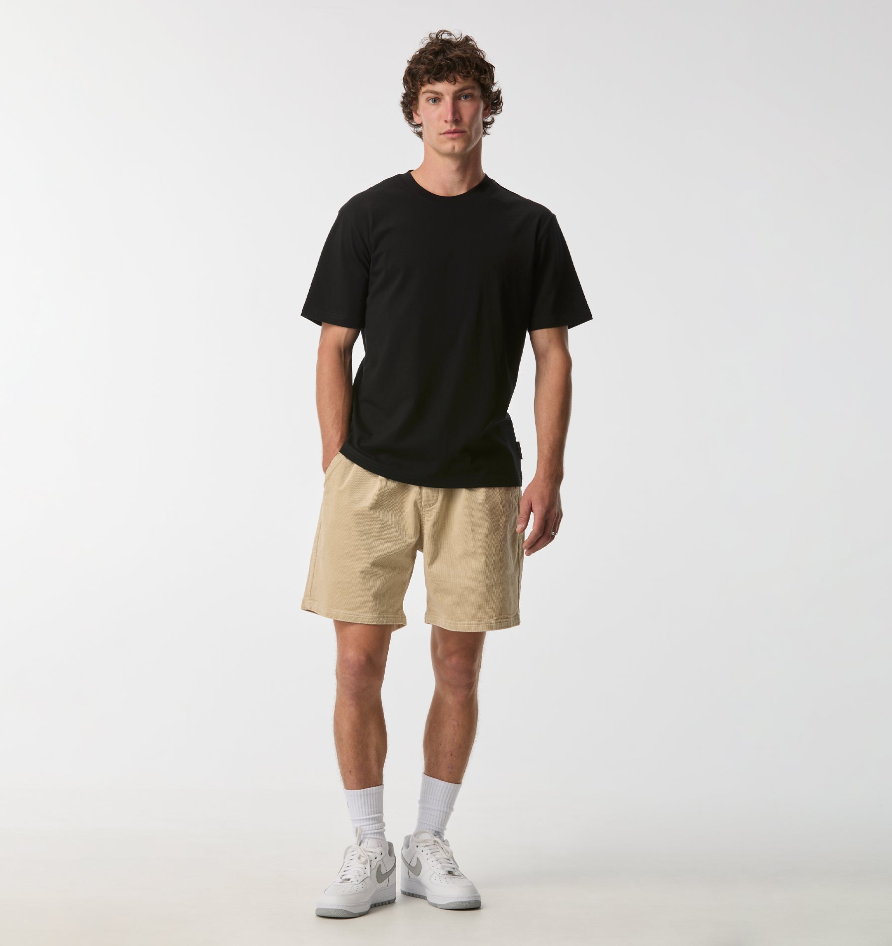 Michael Pleat Cord Short - Sand