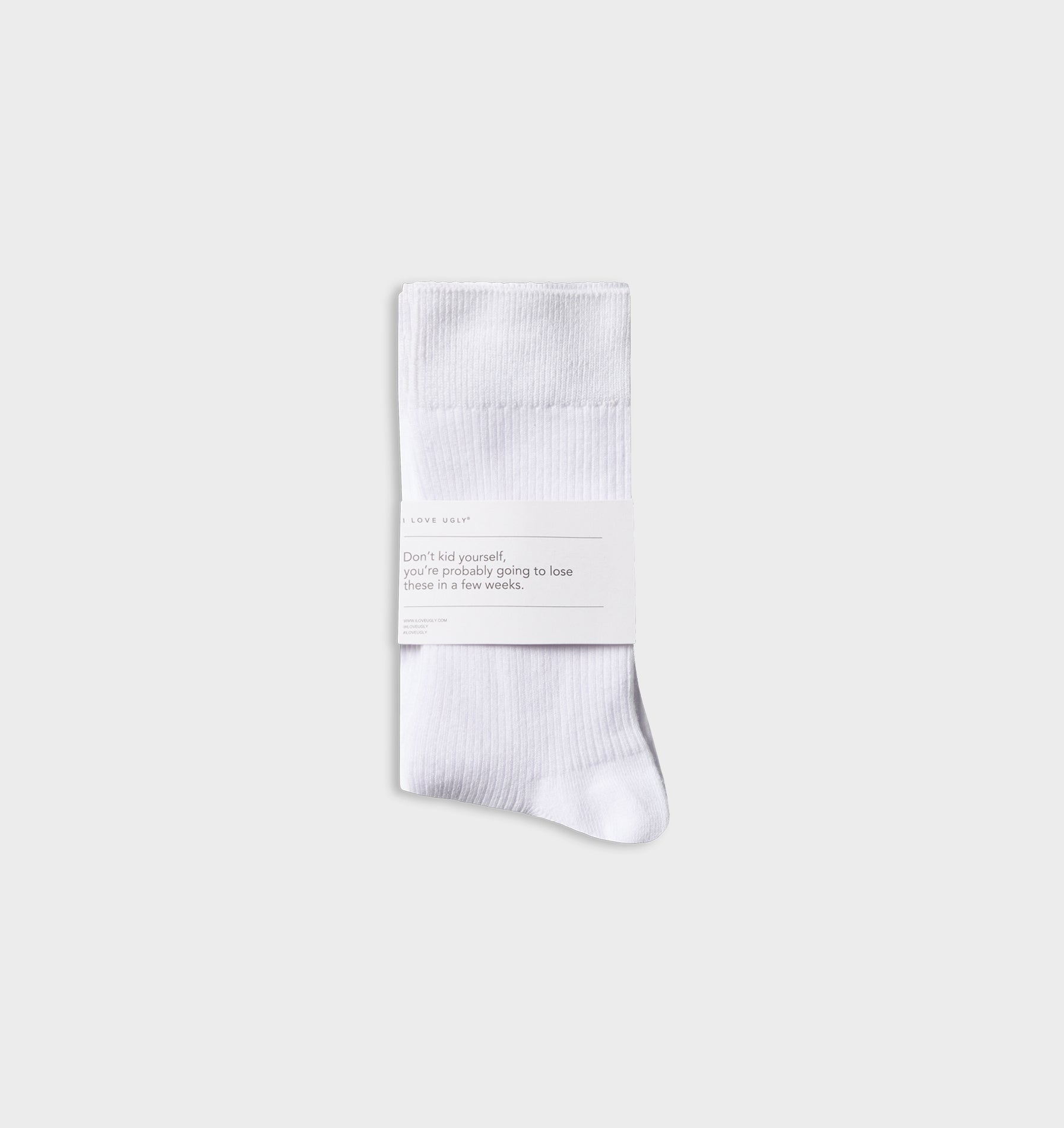 Mid Length Crew Sock - White