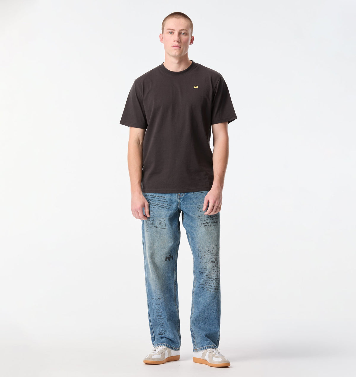 Basquiat Scribble Edgar Wide Denim - Vintage Blue