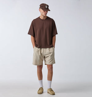 Linen Michael Pleat Short - Bone