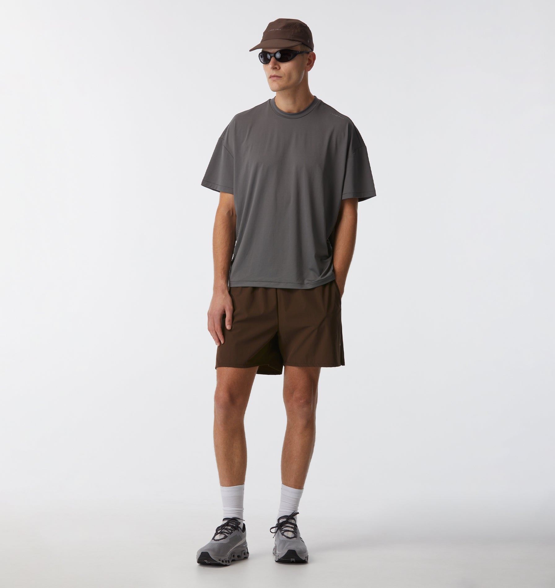 Active Crop Tee - Cobblestone
