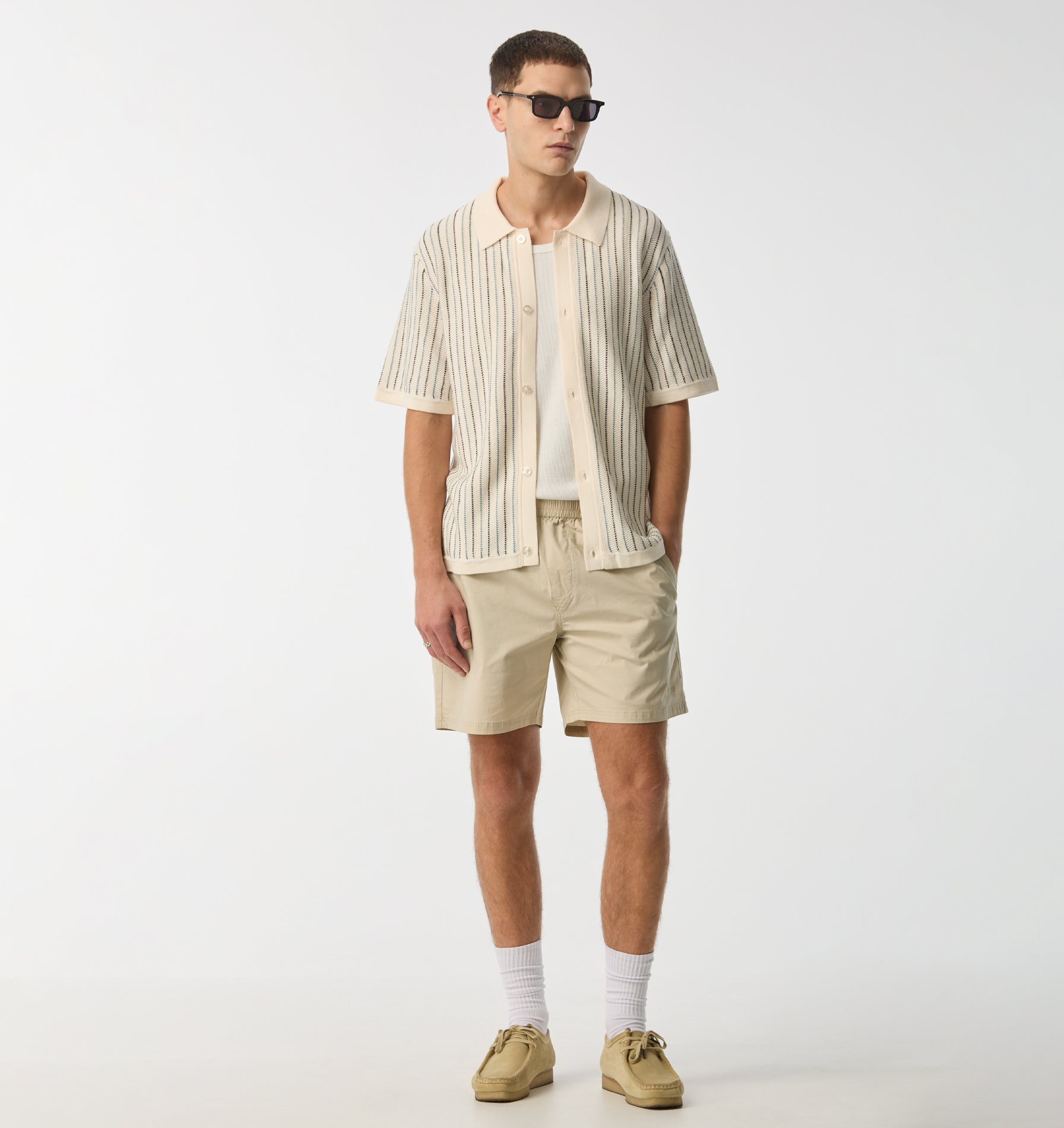 Jasper Knit SS Shirt - Off White Stripe | I Love Ugly US
