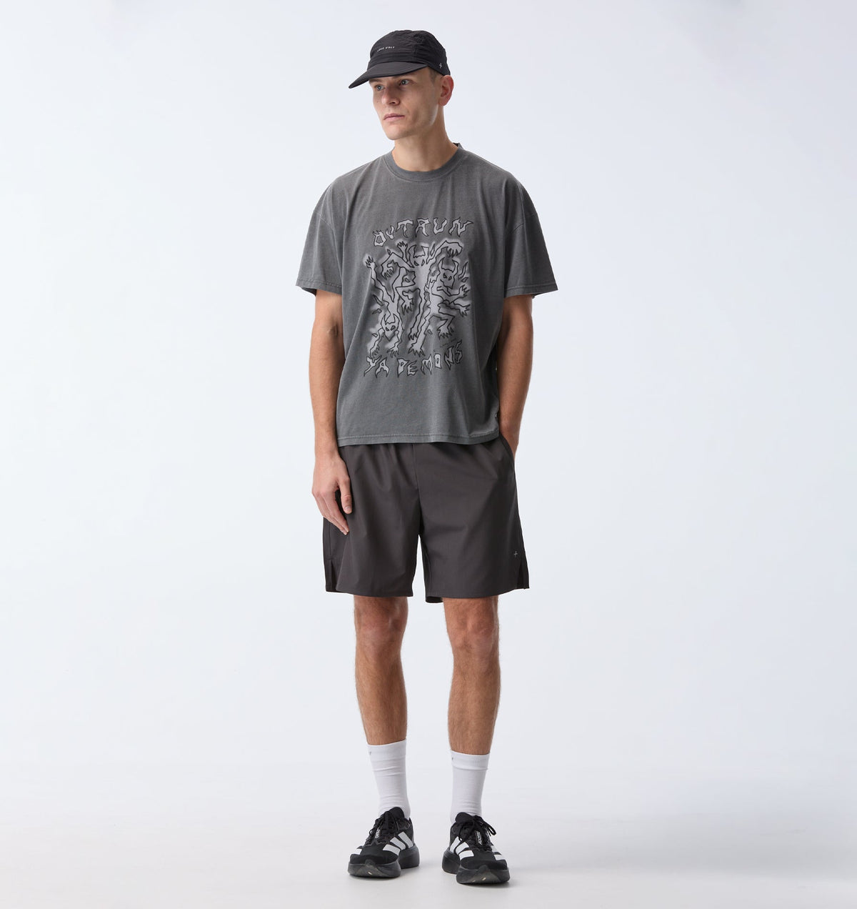 Demon Active Crop Tee - Washed Black