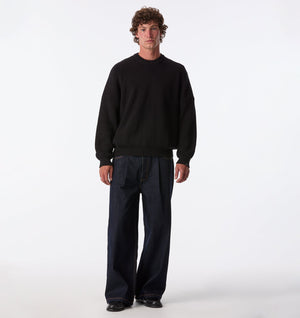 Cropped Knit Sweater - Black