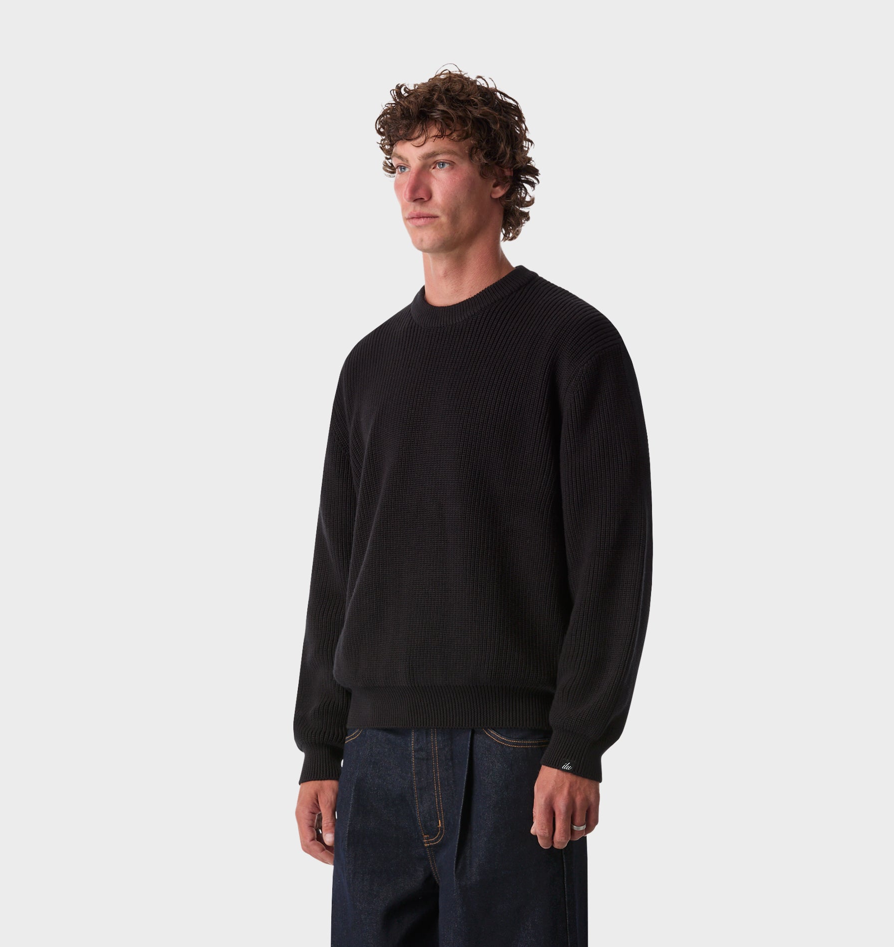Cropped Knit Sweater - Black | I Love Ugly US