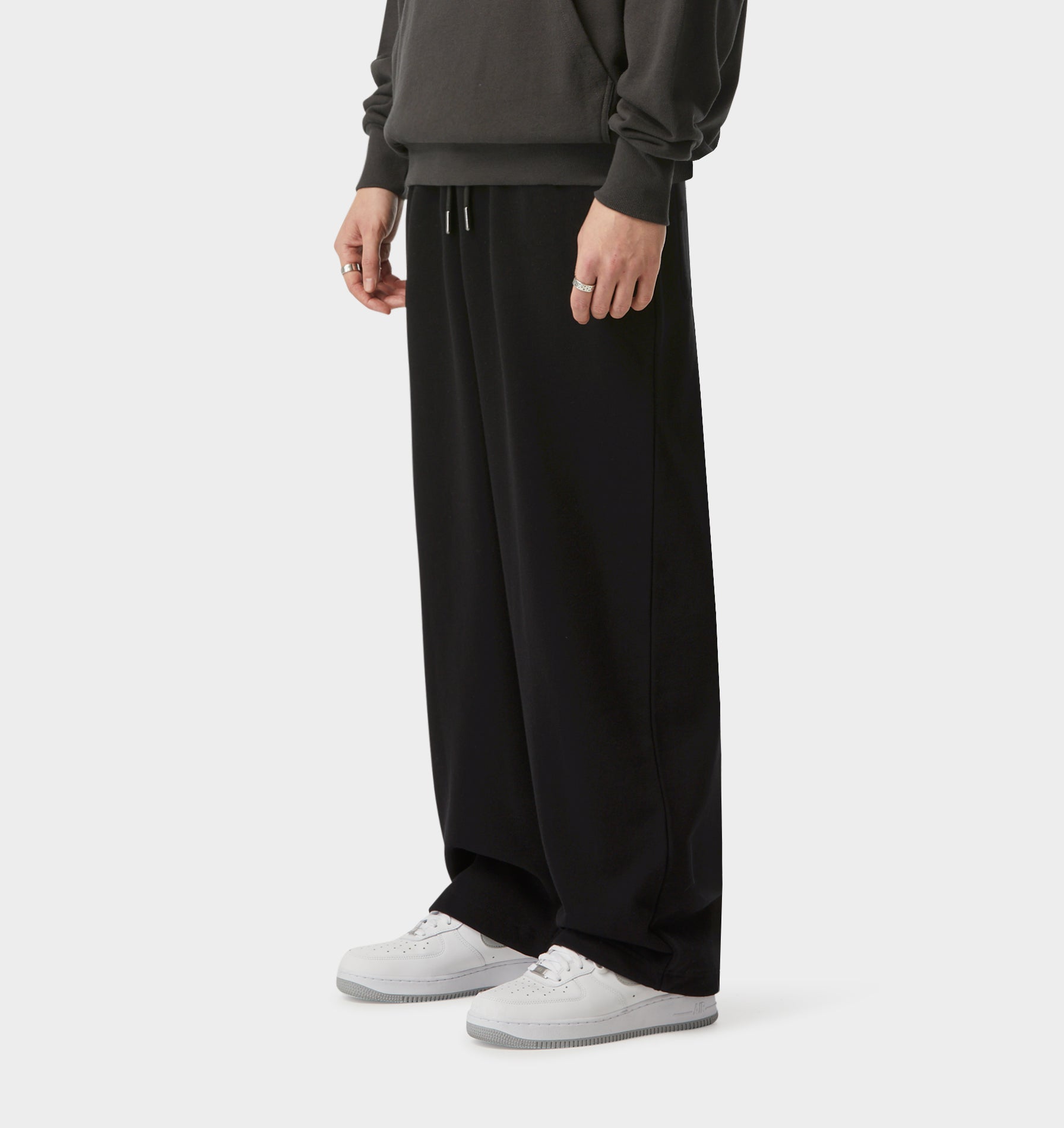 Wide Leg Track Pant - Black
