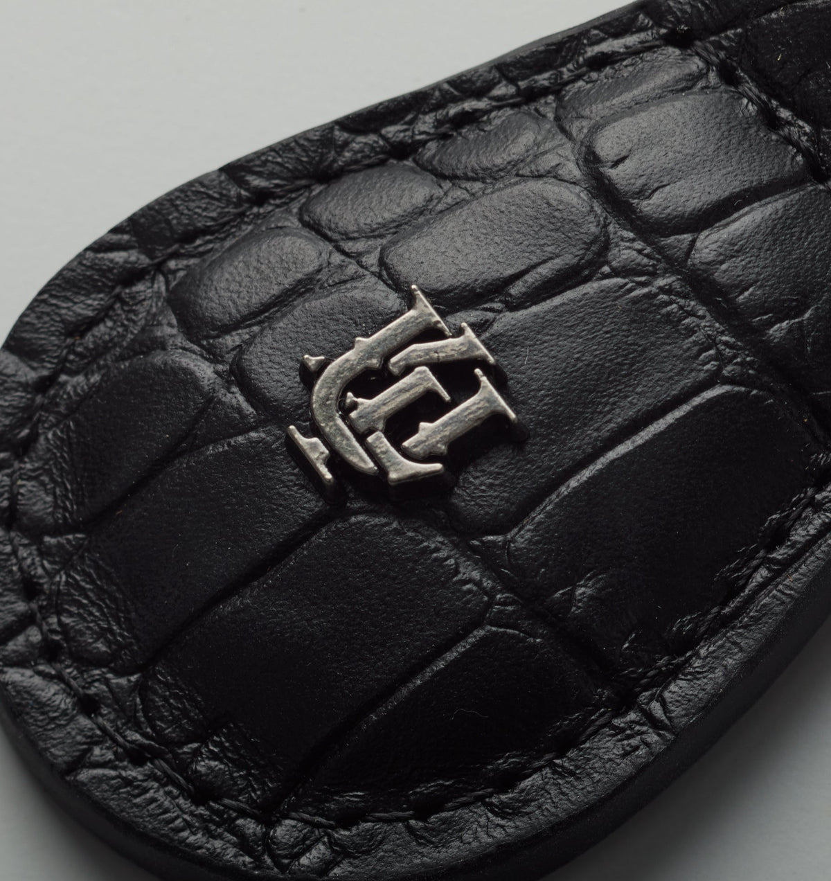 Leather Key Fob - Black Croc