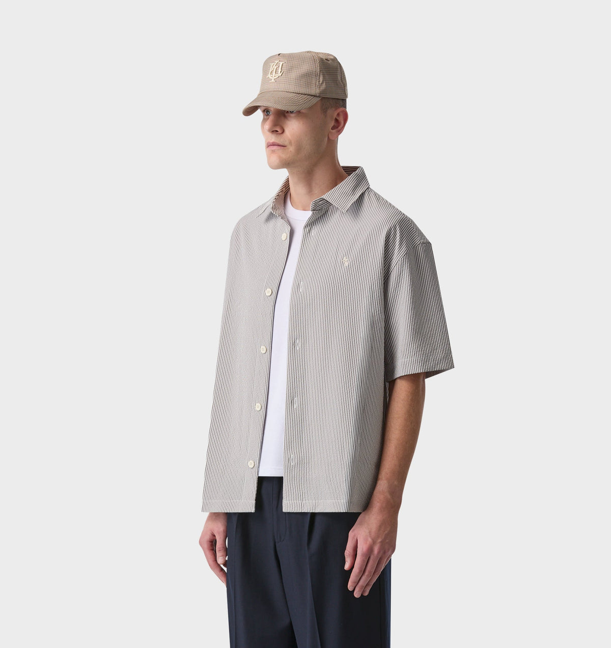 Dawson SS Shirt - White/Black Stripe