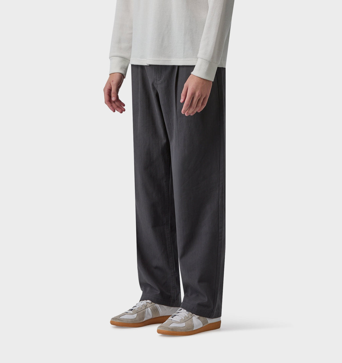 Twin Pleat Pant - Charcoal