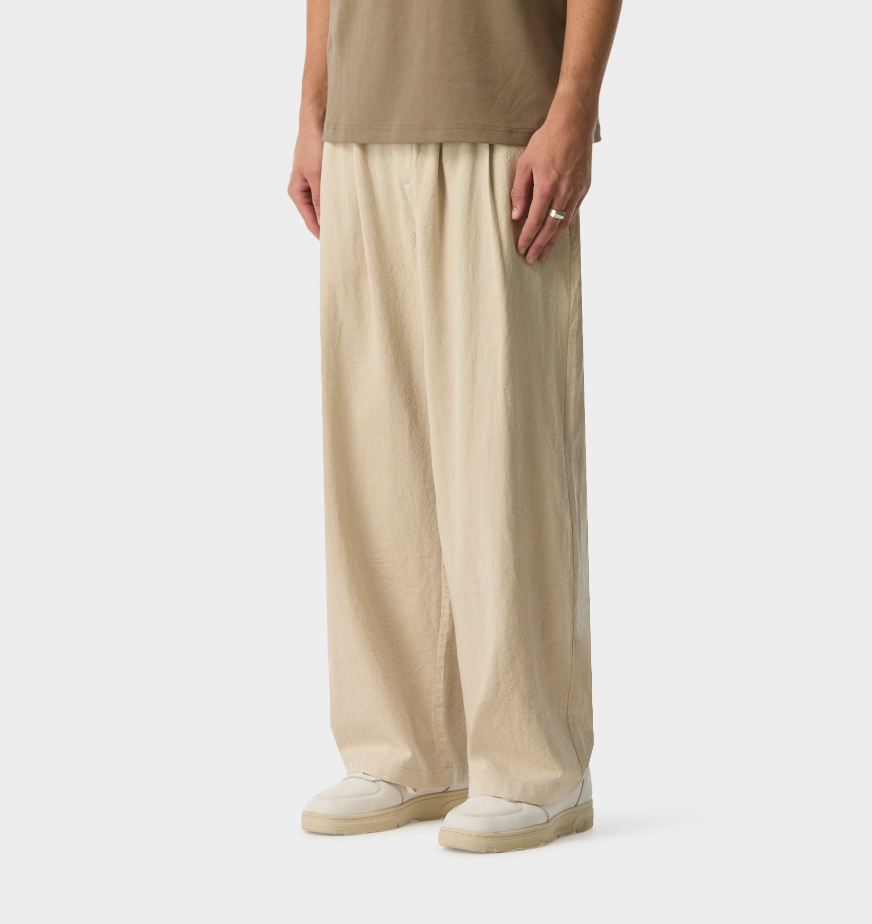 Linen Albert Pleated Pant - Bone