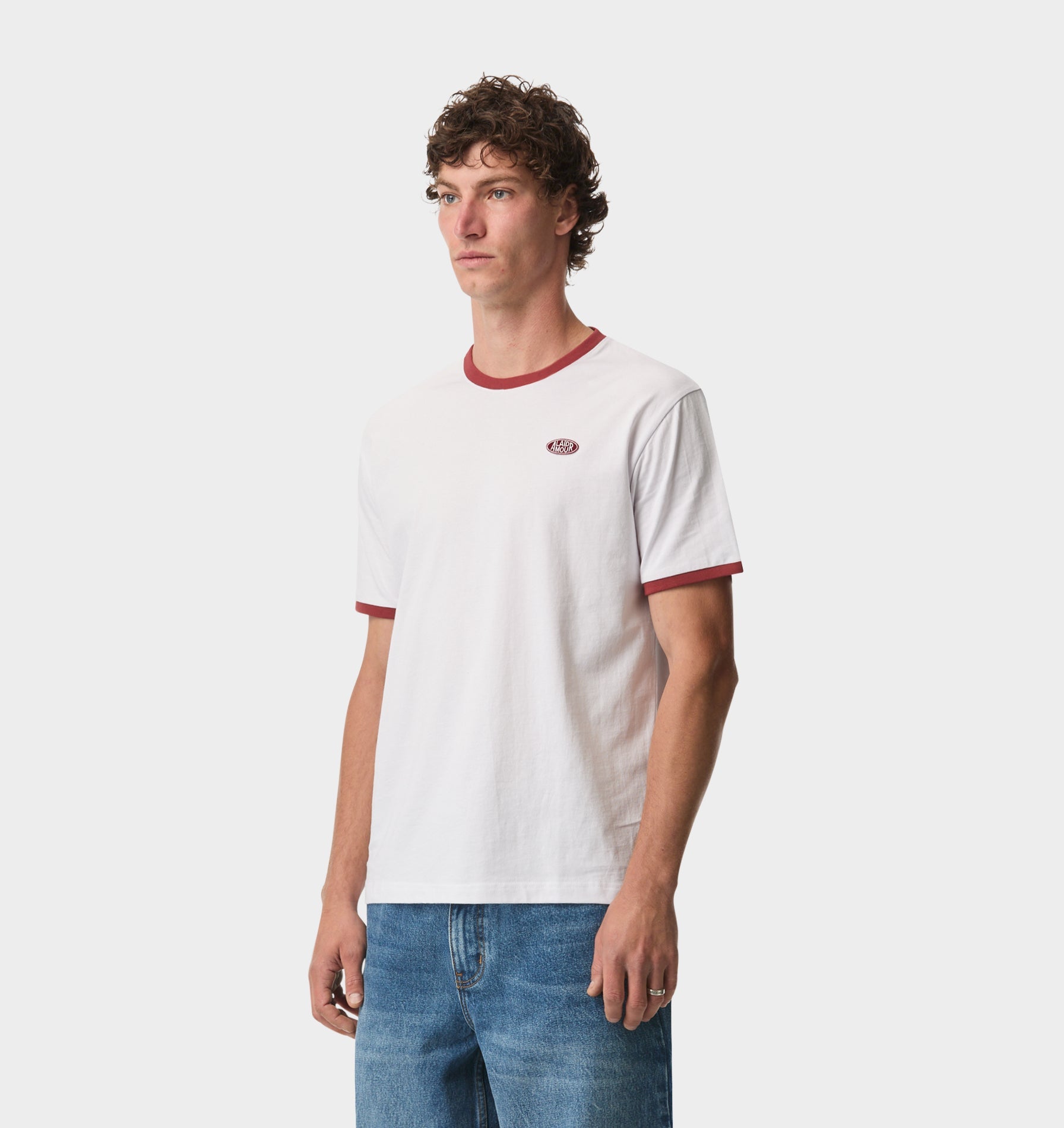 Patch Ringer Tee - White/Red