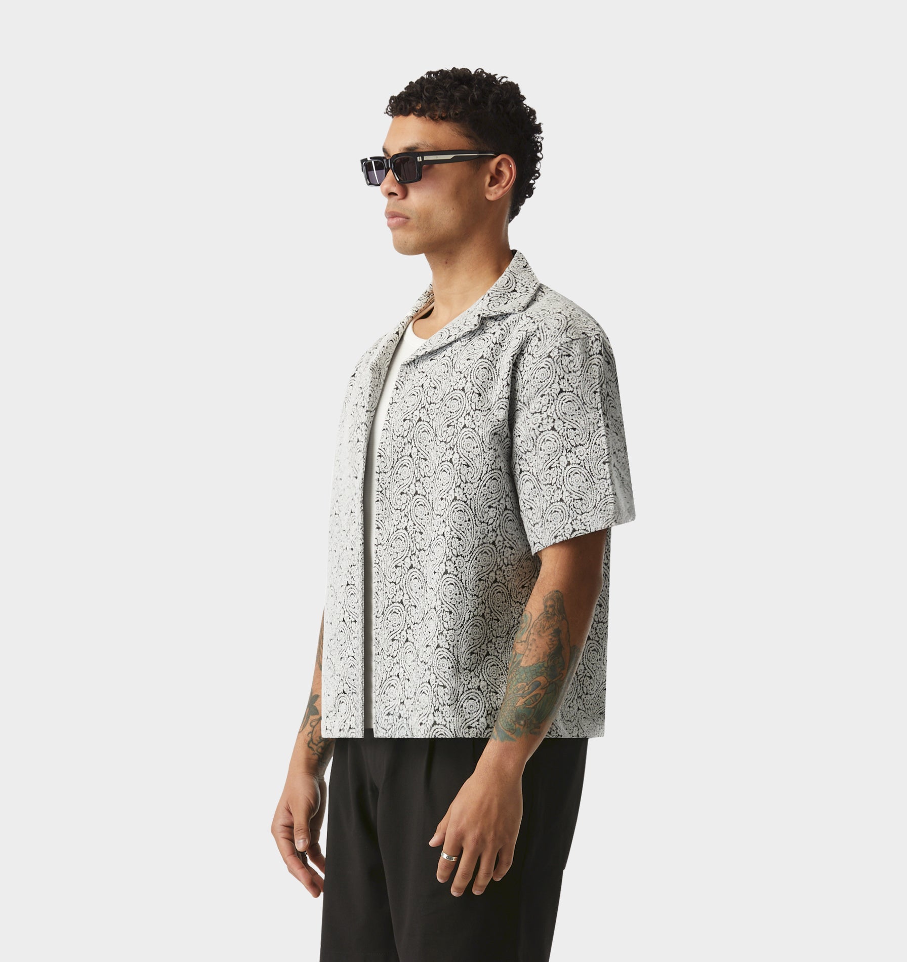 Box Cuban Collar SS Shirt - Paisley