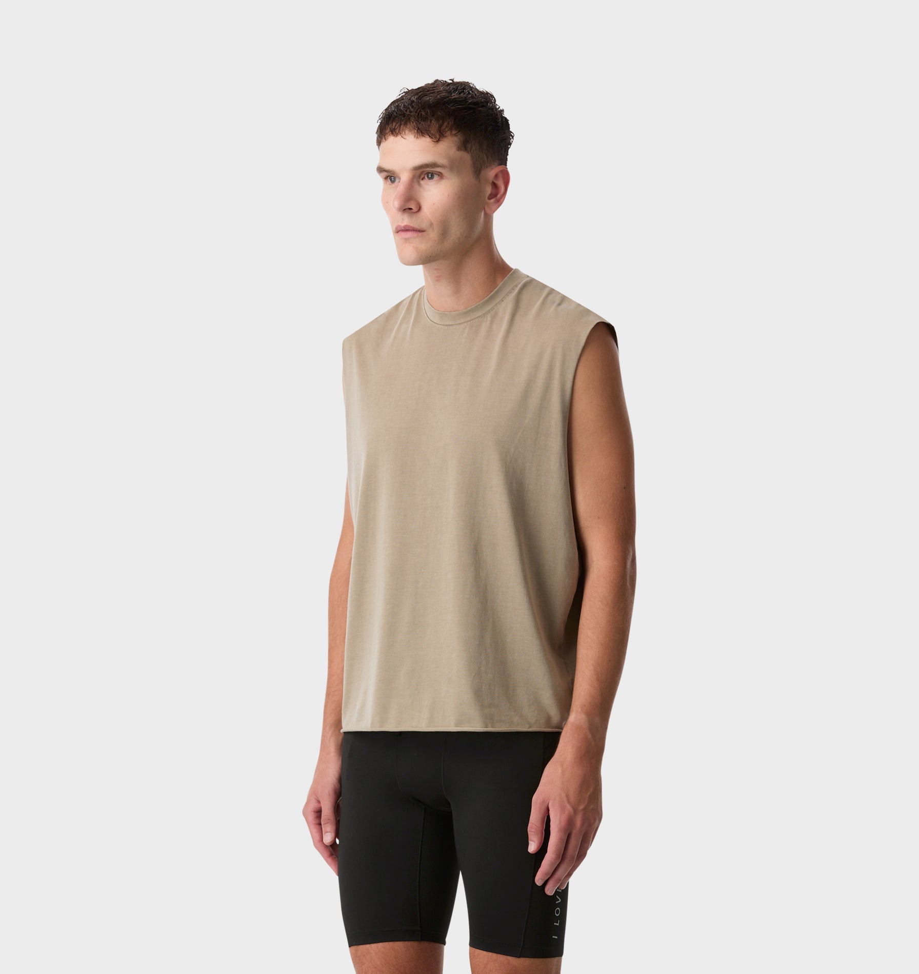 Cotton Active Crop Tank - Washed Taupe