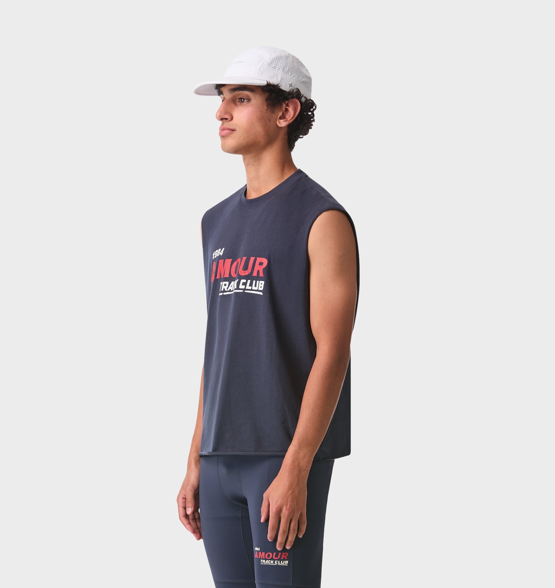 Track Club Crop Tank - Washed Navy