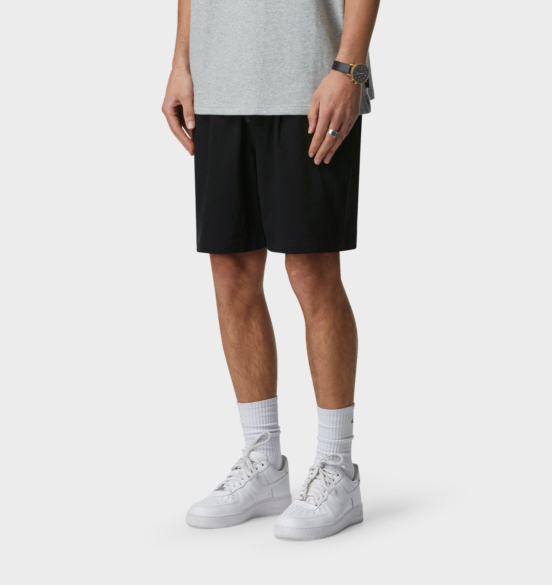 Linen Michael Pleat Short in Black | I Love Ugly US