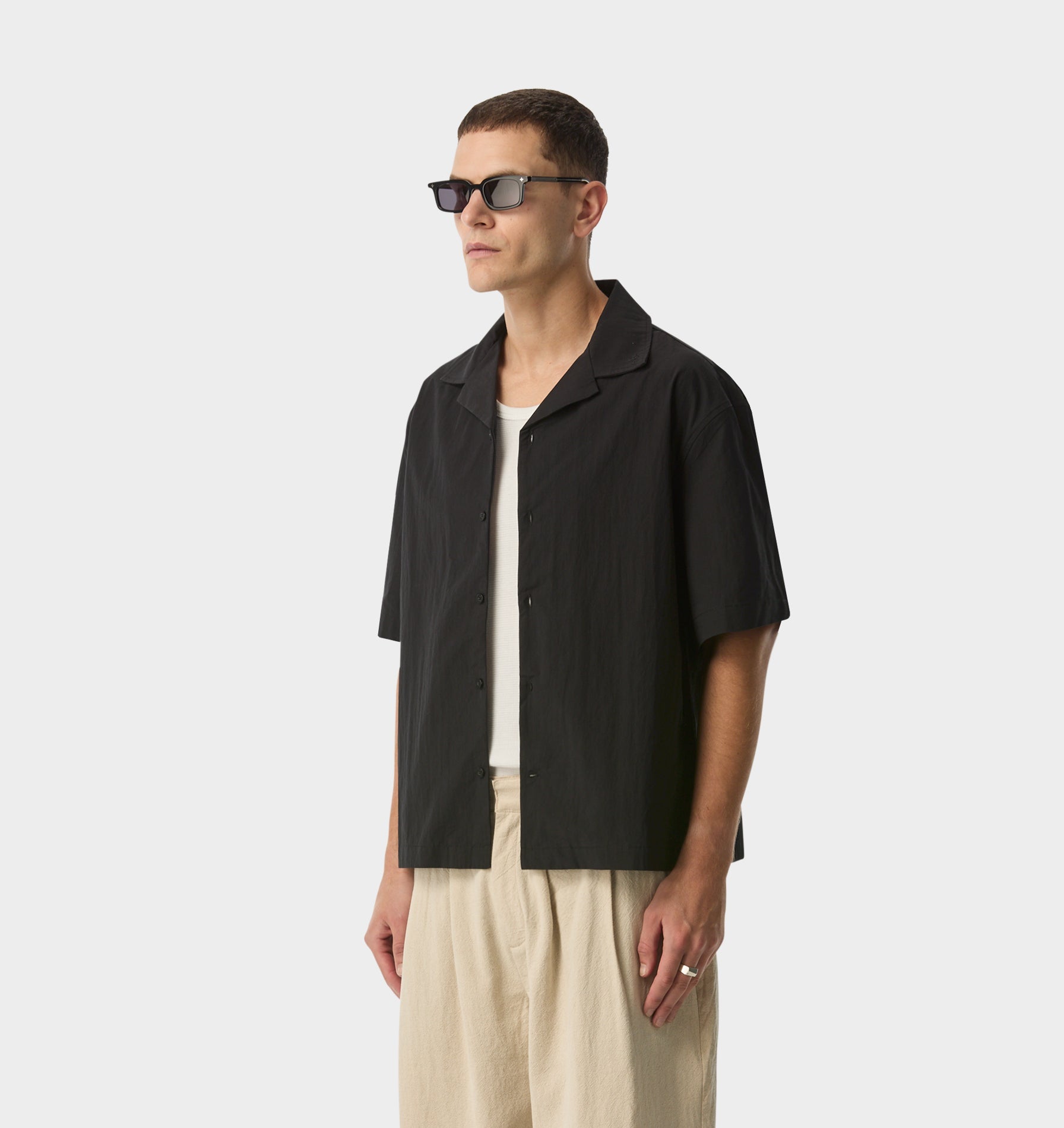 Box Cuban Collar Shirt - Vintage Black