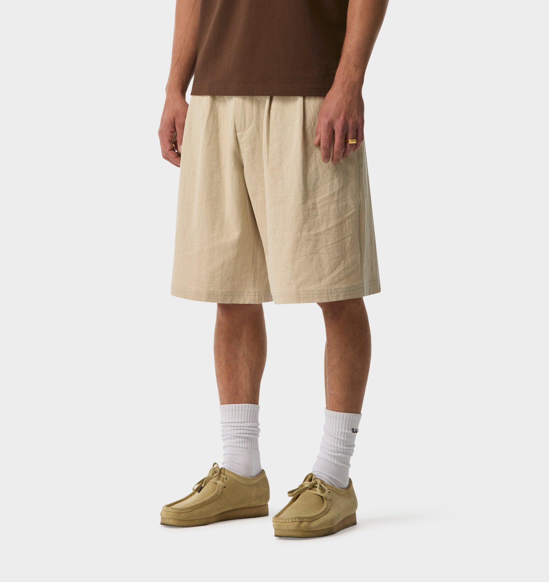Linen Alby Pleated Short - Bone
