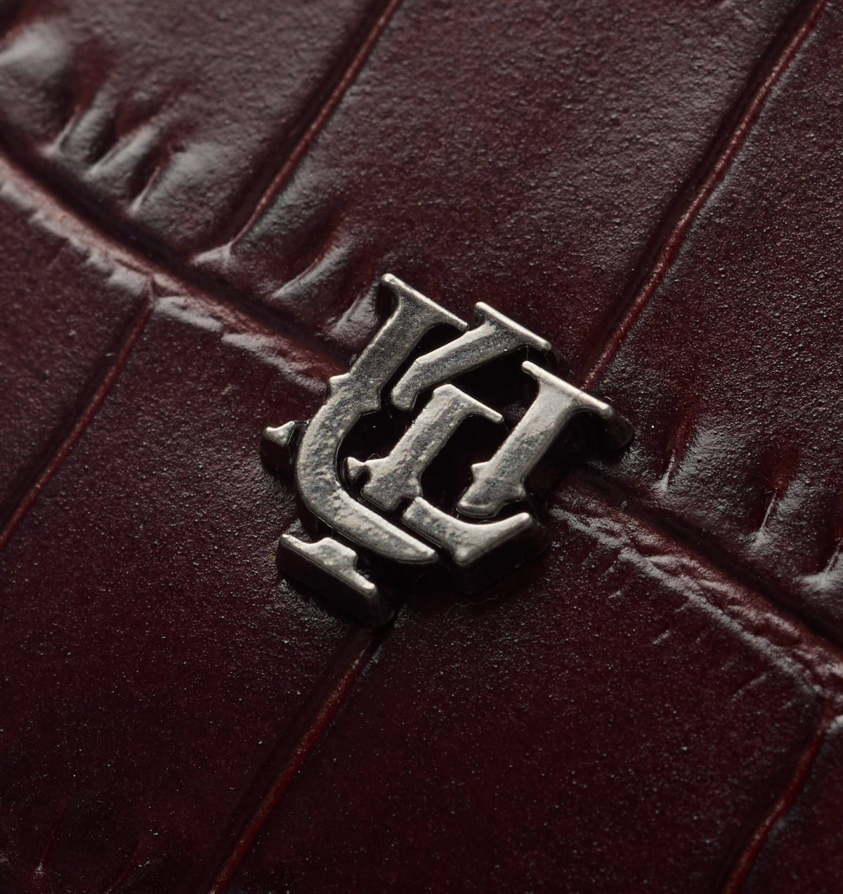 Kingsley Leather Card holder - Burgundy Croc